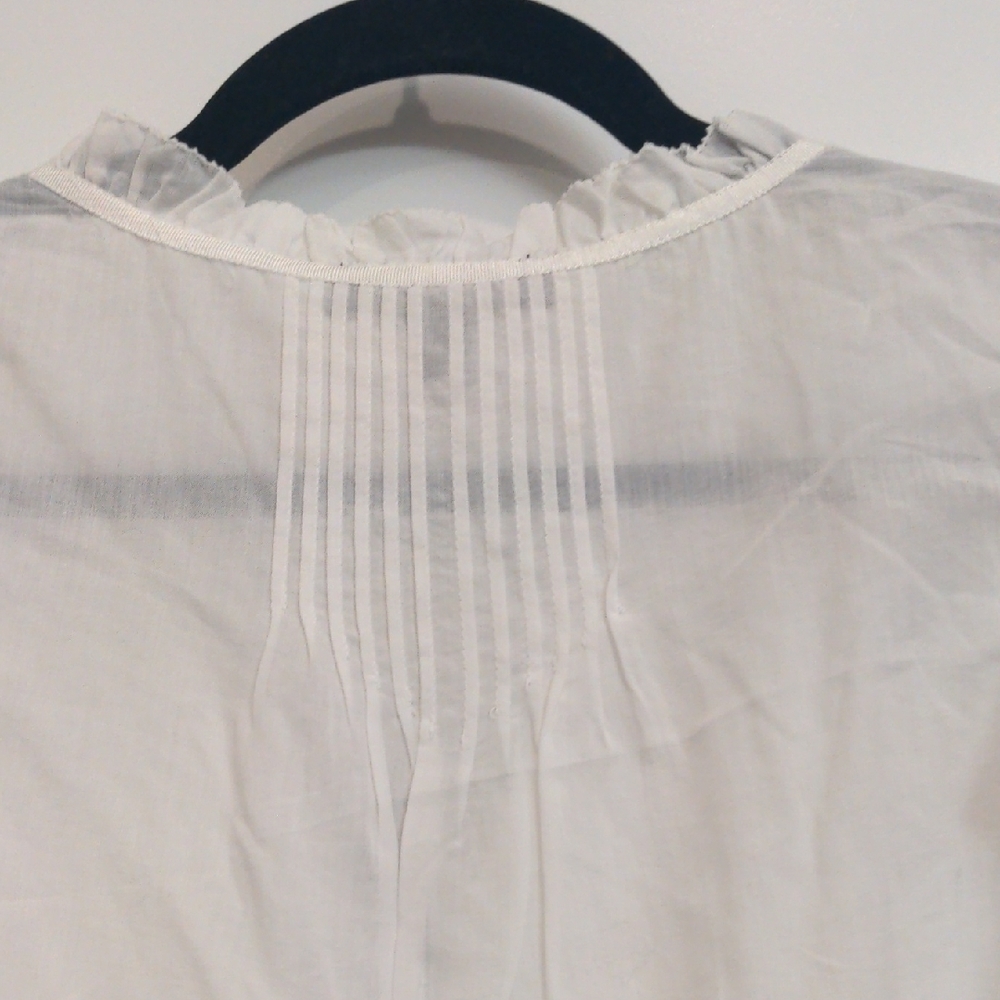 NWT Banana Republic White Ruffle Cap Sleeve Sheer Blouse - Picture 8 of 10